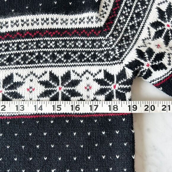 Studio Works Zip Front Cardigan Sweater Nordic Snowflake Fair Isle Petite Medium - Picture 9 of 12